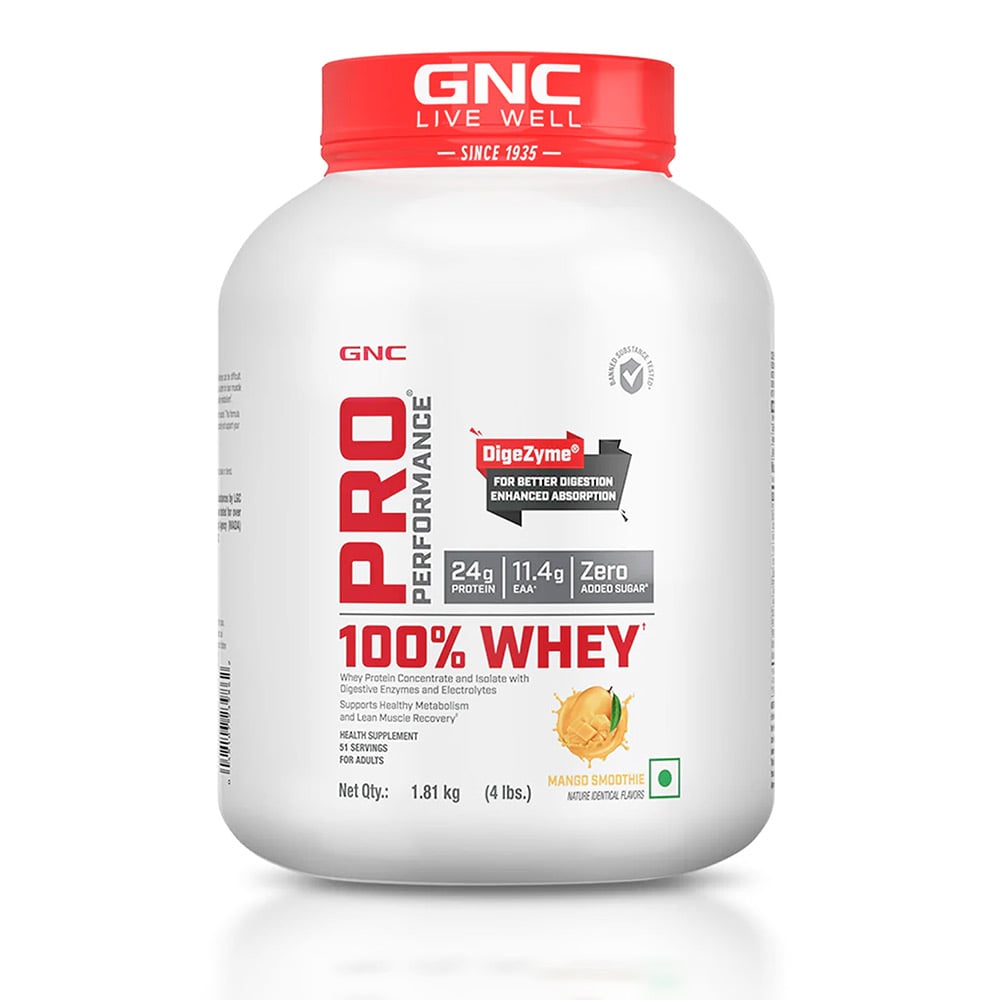 1 - GNC Pro Performance 100% Whey Protein,  4 lb  Mango Smoothie 