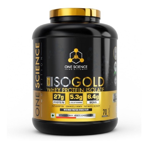 1 - One Science 100% Iso Gold Whey Protein Isolate, 5 lb Strawberry White Chocolate