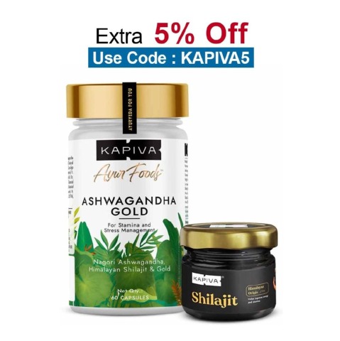 Kapiva Himalayan Shilajit 20g & Ashwagandha Gold 60 Capsules Combo,  2 Piece(s)/Pack 