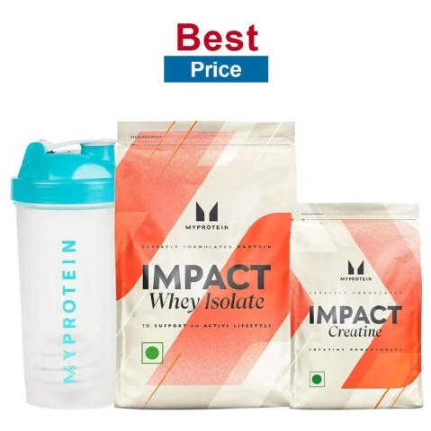 Myprotein Impact Whey Isolate 2.2 lb Mango & Impact Creatine,  0.55 lb  Unflavoured with Shaker 600 ml White 