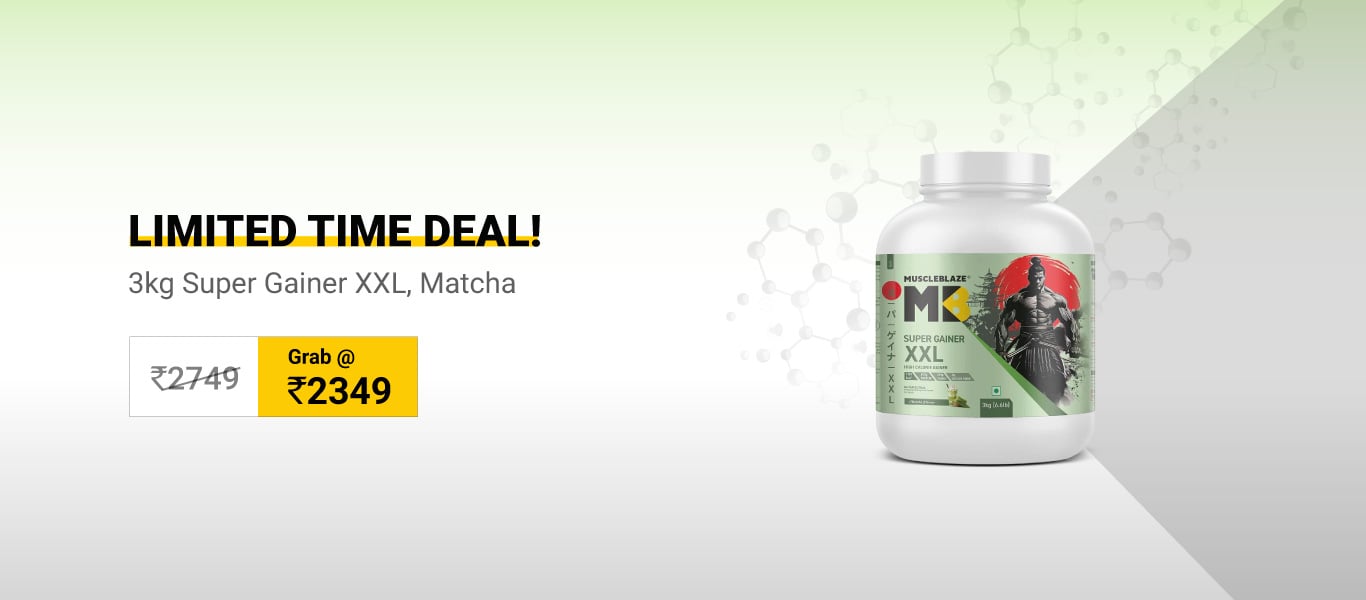 Limited Time Deal: MuscleBlaze Super Gainer XXL Weight Gainer 3 kg Matcha @ 2349