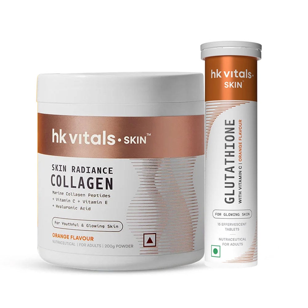 HealthKart HK Vitals Skin Radiance Collagen 200 g & Glutathione Effervescent 15 Tabs Orange Combo-picture-30