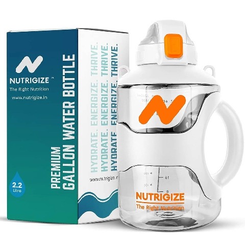 1 - GHC Nutrigize Sports Gallon Water Bottle,  White  2.2 L 