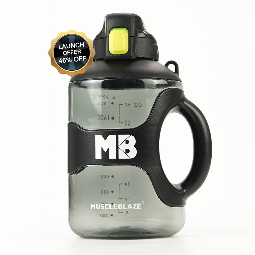 MuscleBlaze Gym Gallon Water Bottle, Black 2.2 L