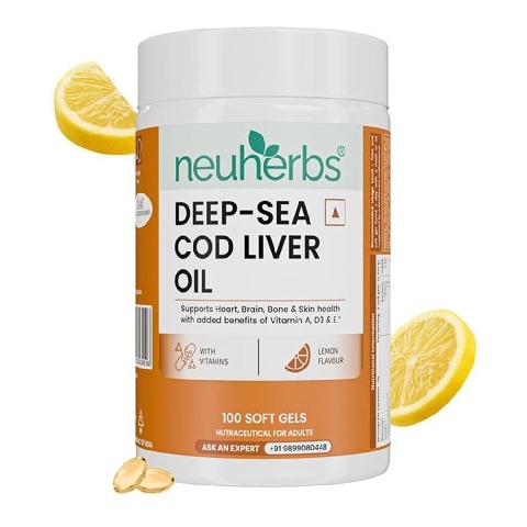 1 - Neuherbs Omega Deep Sea Cod Liver Oil Flavour Lemon,  100 softgels 