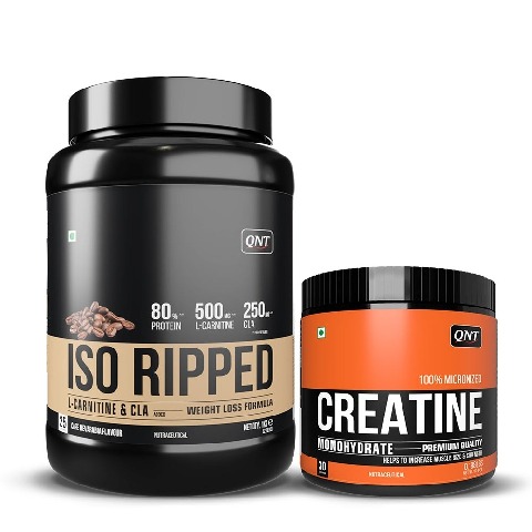 QNT ISO Ripped & Creatine Monohydrate Unflavoured 0.198 lb Combo,  2.2 lb  Cafe Bevarabia 