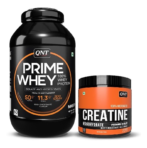 QNT Prime Whey & Creatine Monohydrate Unflavoured 0.198 lbs Combo,  4.4 lb  Irish Chocolate 