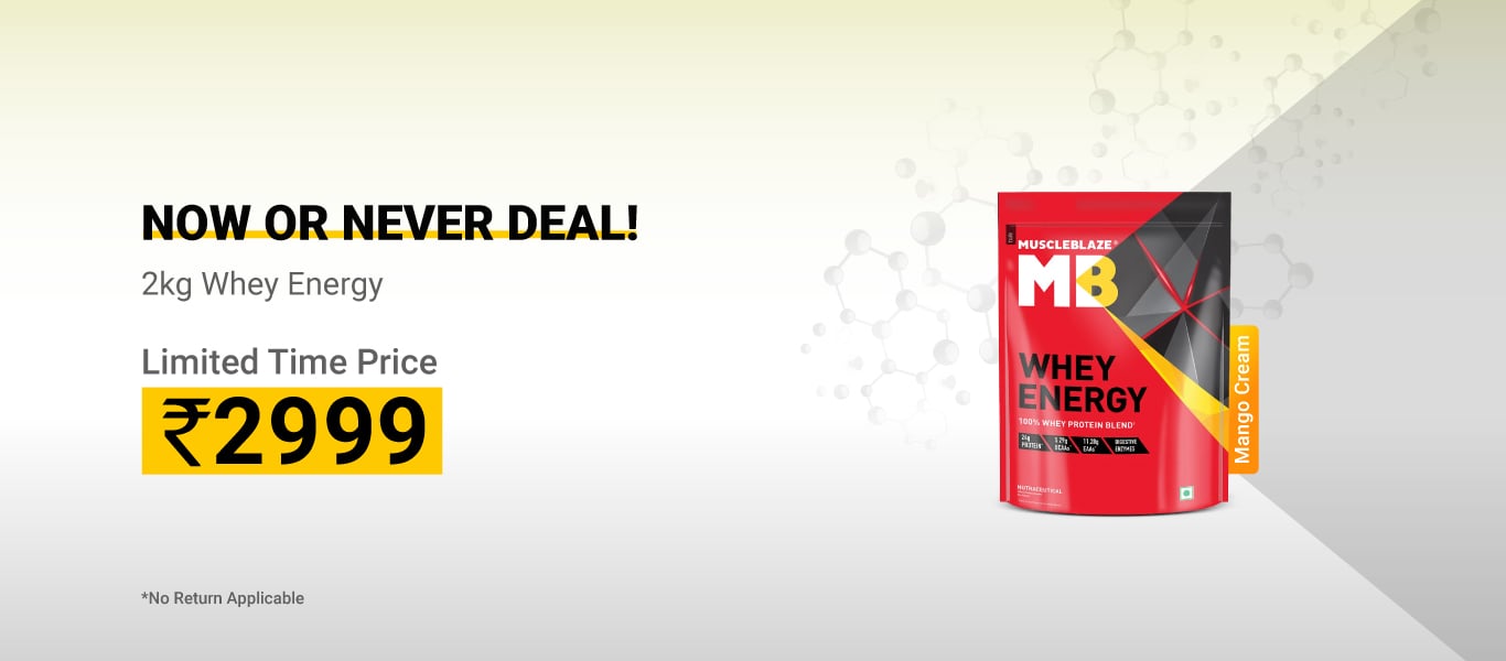 Now or Never Deal: MuscleBlaze Whey Energy with Digezyme 2 kg Mangocream @ 3099