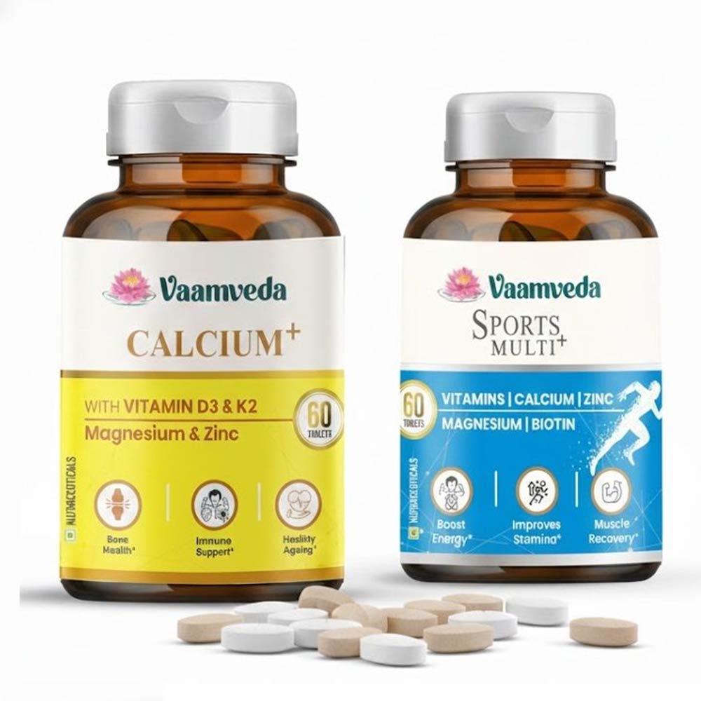 Vaamveda Calcium+ & Sports Multi+ Combo, 60 tablet(s) Unflavoured-image-45
