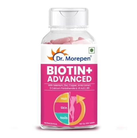 12 - Dr. Morepen Biotin+ Advanced,  60 tablet(s)  Unflavoured 