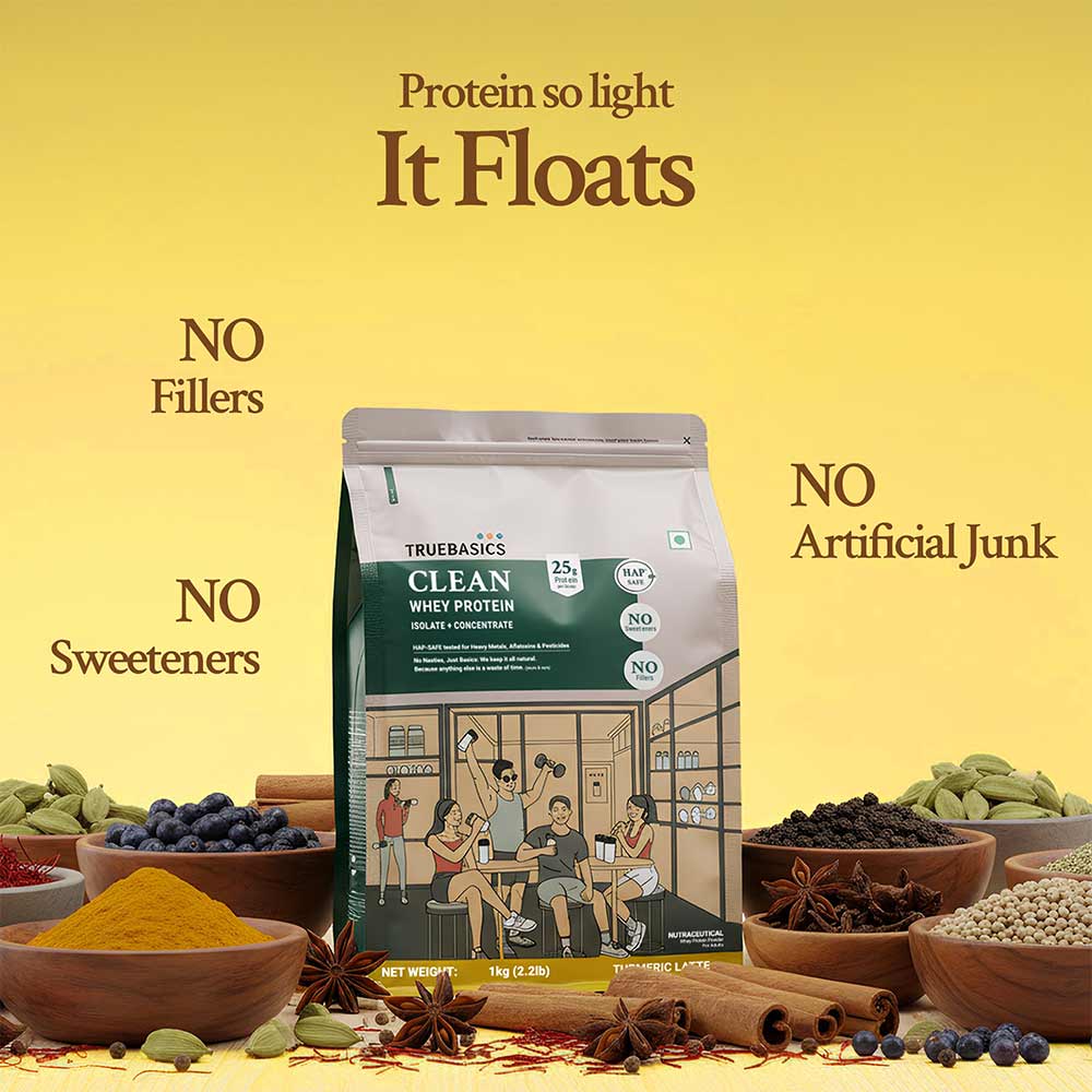 11 - TrueBasics Clean Whey Protein (Isolate + Concentrate),  2.2 lb  Turmeric Latte