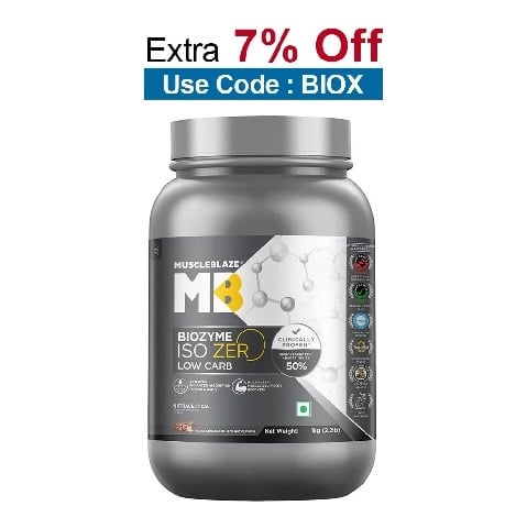 MuscleBlaze Biozyme Iso-Zero,  2.2 lb  Low Carb Swiss Chocolate Hazelnut - Low Sweetness 