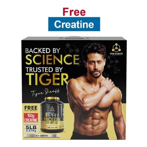 One Science 100% Premium Whey Protein, 5 lb Neapolitan Ice Cream - with Free 150g Creatine