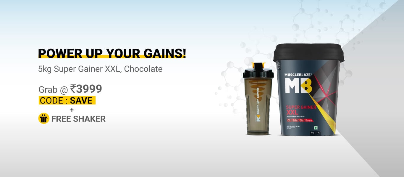 5kg Super Gainer Chocolate @ 3999 using code SAVE + Free SHaker