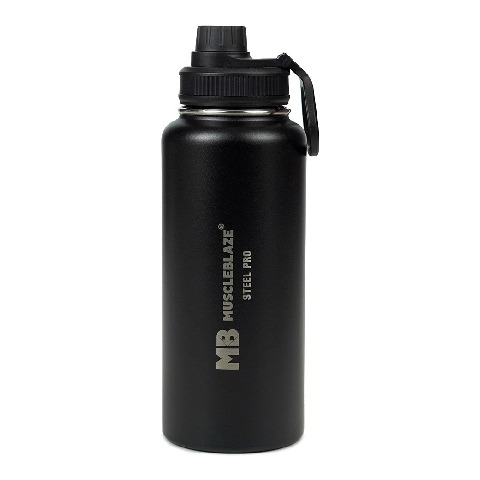 1 - MuscleBlaze Sports Insulated Steel Bottle,  Stealth Black  1 L 