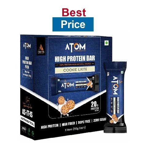 AS-IT-IS Nutrition ATOM High Protein Bar,  6 bar(s)  Cookie Latte 