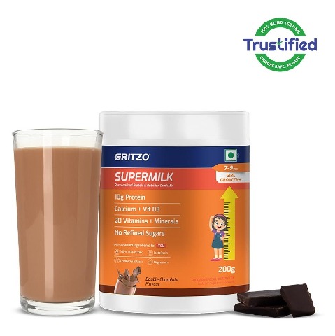 Supermilk Gritzo Growth+ for Girl 7 to 9 years,  200 g  Double Chocolate 