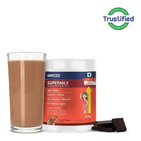 Supermilk Gritzo Growth+ for Girl 13+ years, 200 g Double Chocolate
