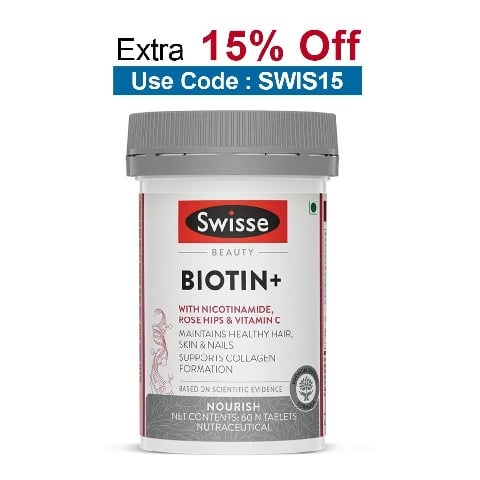 Swisse Biotin+ with Nicotinamide Rose Hips & Vitamin C,  60 tablet(s)  Unflavoured 