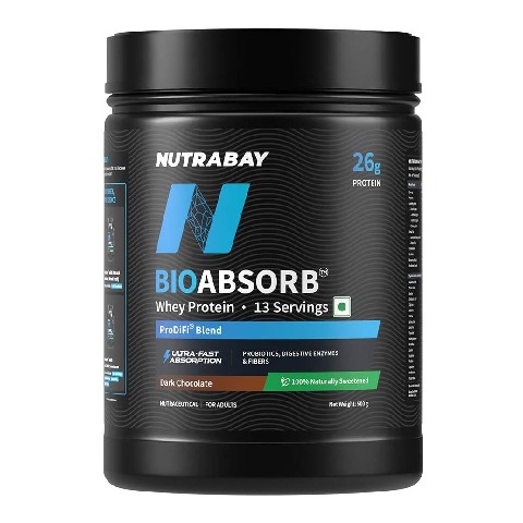 1 - Nutrabay BioAbsorb Whey Protein,  1.1 lb  Dark Chocolate 