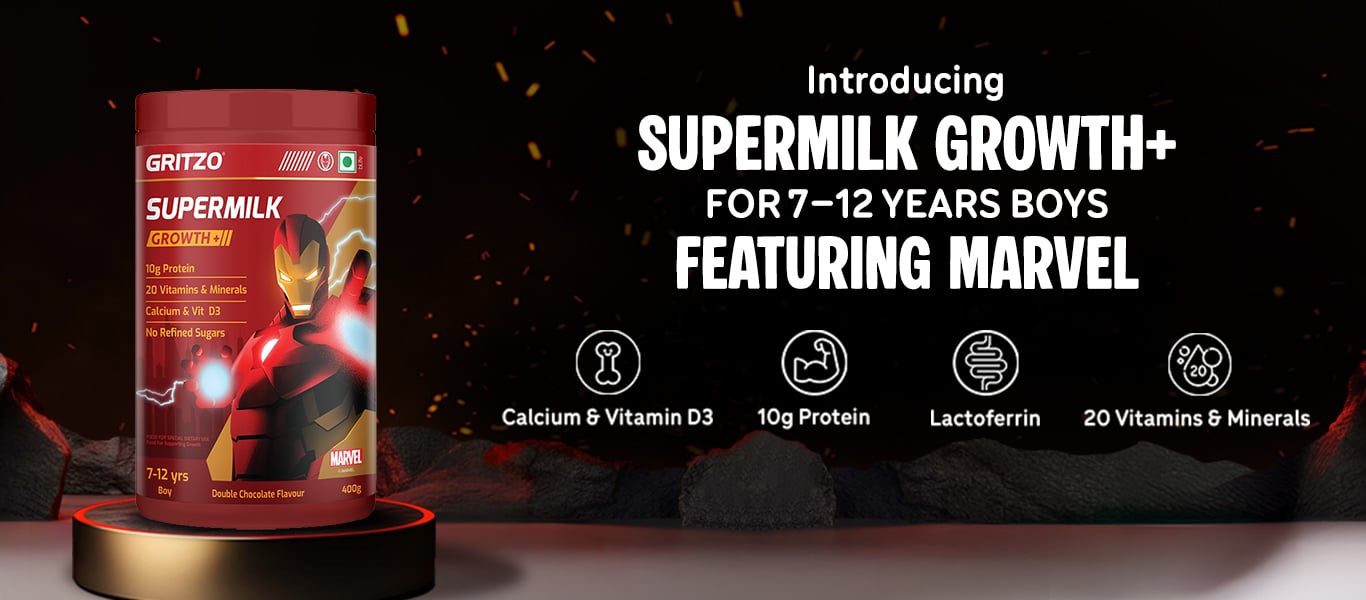 Supermilk growth+ for 7-12 Yrs Boys Iron Man Edition