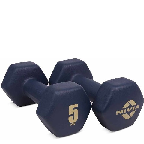 1 - Nivia Neoprene Dumbbell, Charcoal Blue 5 kg
