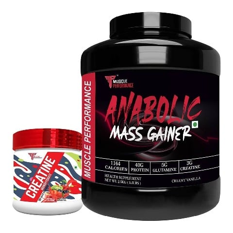 1 - Muscle Performance Anabolic Mass Gainer with Creatine Monohydrate 0.66 lbs Combo,  5.5 lb  Creamy Vanilla 