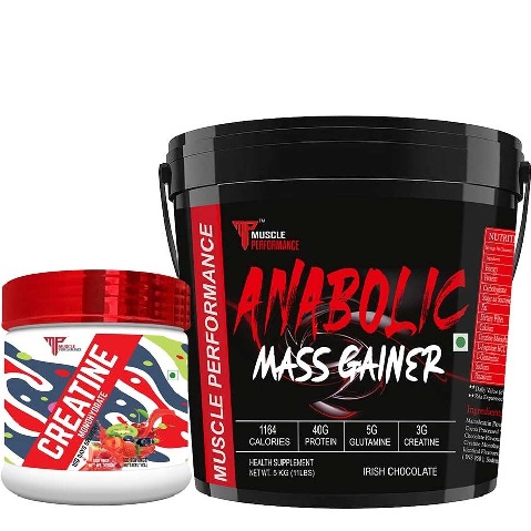 1 - Muscle Performance Anabolic Mass Gainer with Creatine Monohydrate 0.66 lbs Combo, 11 lb Irish Chocolate