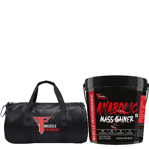 1 - Muscle Performance Anabolic Mass Gainer with Gym Bag Combo,  11 lb  Belgium Chocolate 