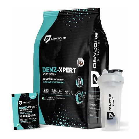 1 - Denzour Nutrition Denz-Xpert Whey Protein,  60 sachets/pack  Belgium Chocolate (with 500ml Shaker) 