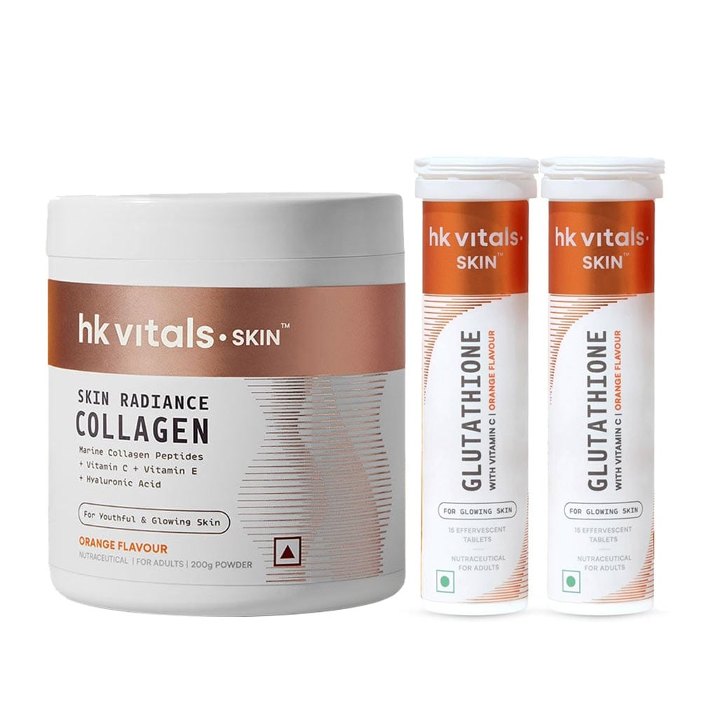 HealthKart HK Vitals Skin Radiance Collagen, 200 g and Glutathione Effervescent, 30 tablets Orange Combo-picture-27