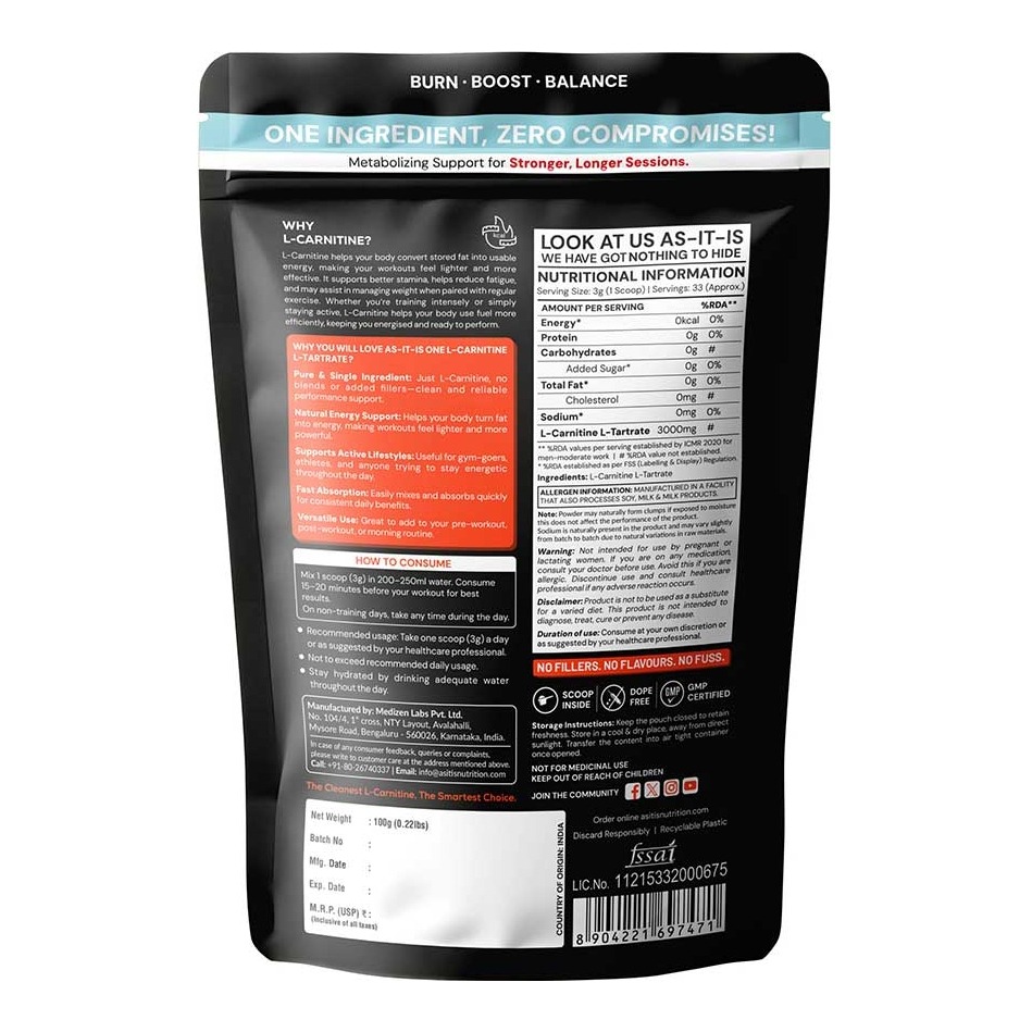 One L Carnitine L Tartrate at Best Price in India |  https://www.healthkart.com/