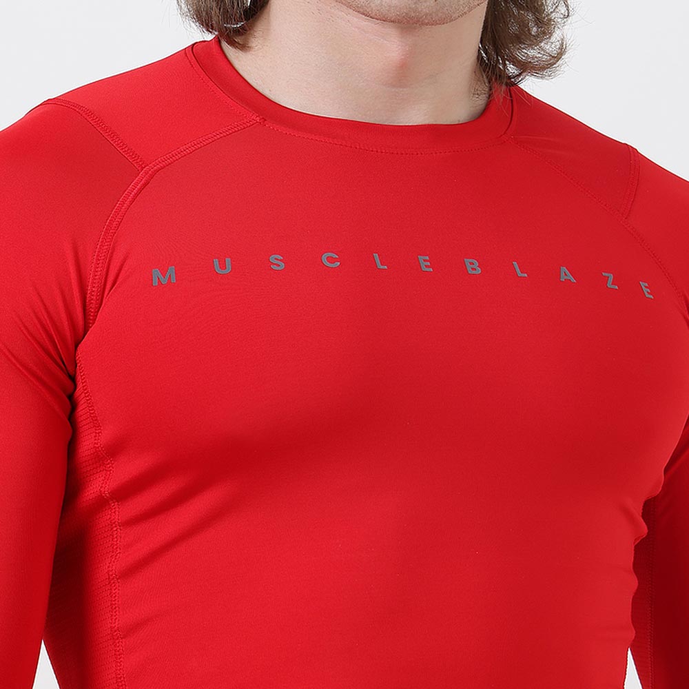 5 - MuscleBlaze Air Tech Compression MuscleTee Full Sleeve,  Medium  Red