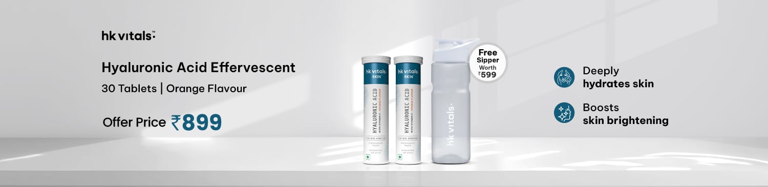 HealthKart HK Vitals Hyaluronic Acid Effervescent Orange 30 Tabs|Offer Price - 899 with Free sipper