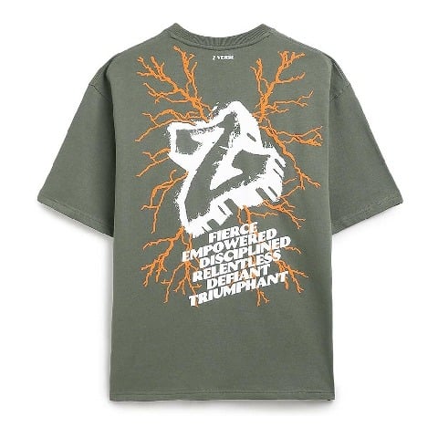 4 - MuscleBlaze Z-Verse Oversized Tshirt,  Large  Military Green 