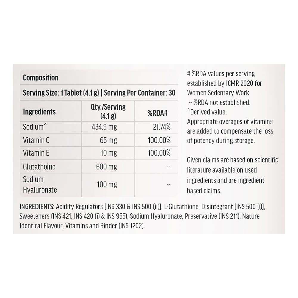 3 - HK Vitals Glutathione Effervescent with Vitamin C,  Lemon (Pack of 2)  30 tablet(s)