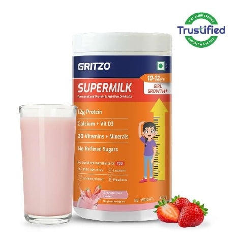 20 - Supermilk Gritzo Growth+ for Girl 10 to 12 years,  400 g  Strawberry 