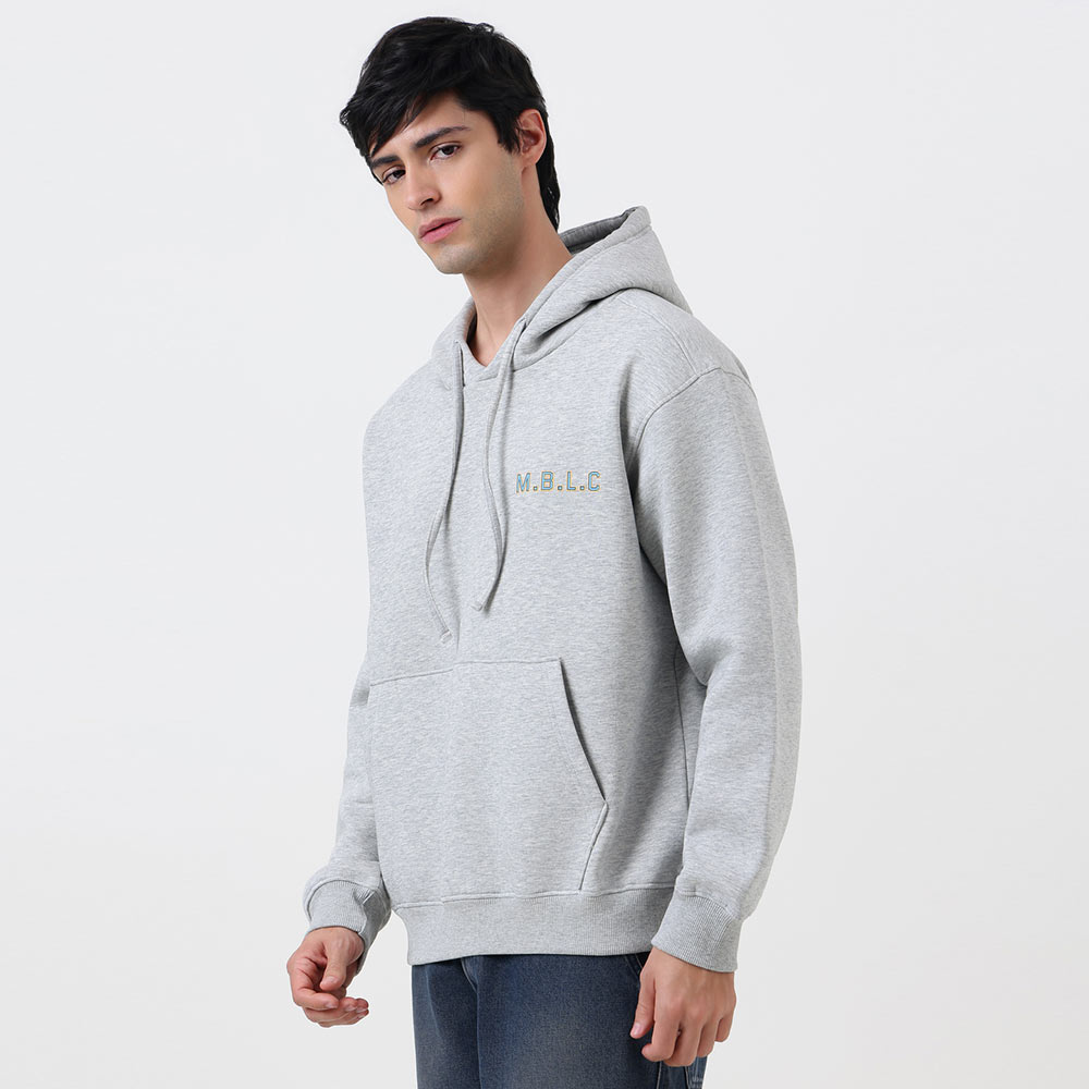 9 - MuscleBlaze Lifting Club Hoodie,  Large  Grey Melange