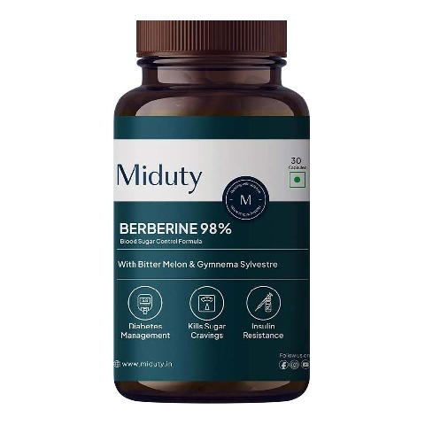 1 - Miduty Berberine 98% with Vit B12,  30 capsules 