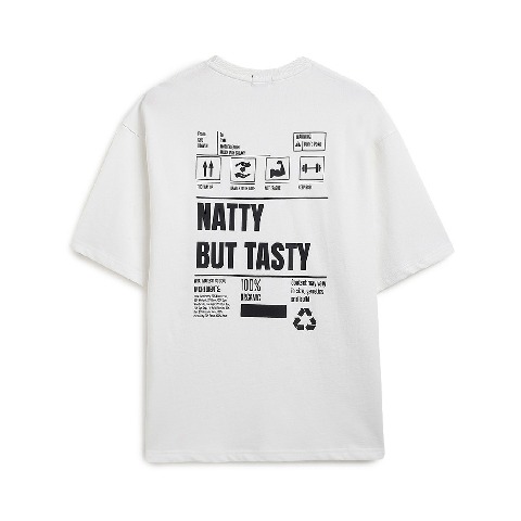 2 - MuscleBlaze Natty But Tasty Oversized Solid T-Shirt, Small White