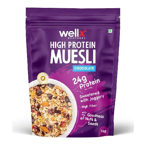 1 - WellX High Protein Muesli,  1 kg  Chocolate 