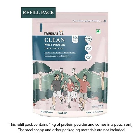 1 - TrueBasics Clean Whey Protein (Isolate) OP, 2.2 lb Vanilla (Refill Pack)