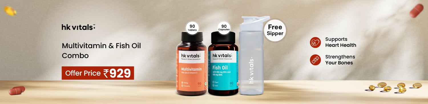 HealthKart HK Vitals Fish Oil & Multivitamin Combo 90 capsules Combo | Offer Price - 929 + Free Sipper