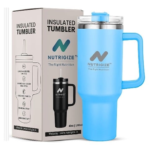 GHC Nutrigize Stainless Steel Tumbler Hot and Cold with Handle,  Sky Blue  1.2 L 