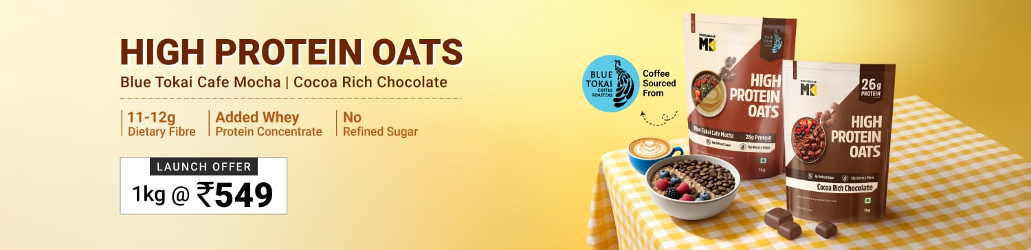 MuscleBlaze High Protein Oats, 1 kg Blue Tokai Cafe Mocha & Cocoa Rich Chocolate | Launch @ 549