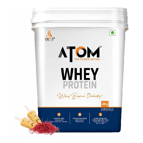 1 - AS-IT-IS Nutrition ATOM Whey Protein with Enzymes, 8.8 lb Kesar Kulfi