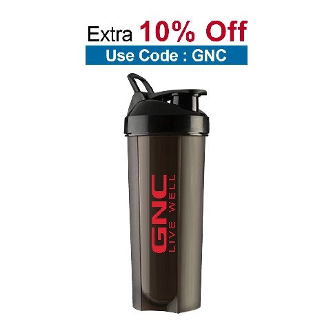 GNC Live Well Plastic Shaker,  Black  650 ml 