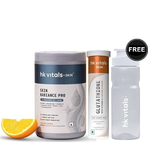 HealthKart HK Vitals Skin Radiance Pro 300g & Glutathione Effervescent 15 Tabs Orange Combo