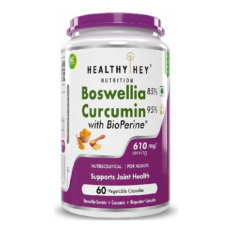 1 - HealthyHey Nutrition Boswellia & Curcumin with Bioperine,  60 capsules 