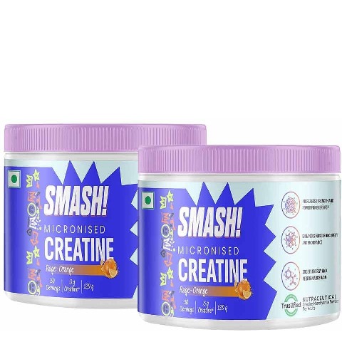 Smash Micronised Creatine Monohydrate,  Rage-Orange 120g (Pack of 2)